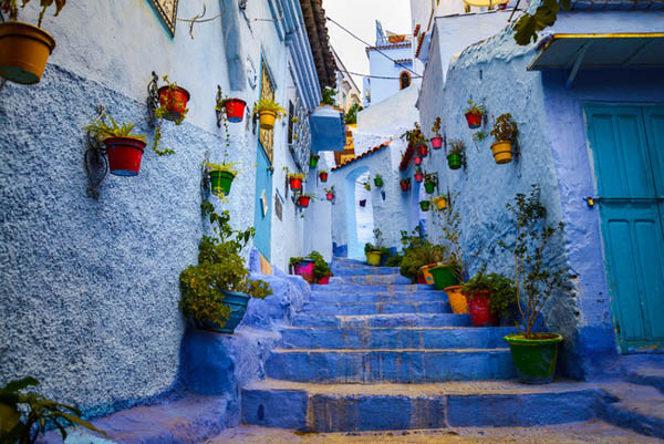 сините улици и куќи во Мароко